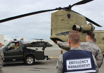 PENNSYLVANIA NATIONAL GUARD REPOSITION HELICOPTERS TO CHARLESTON, SOUTH CAROLINA.