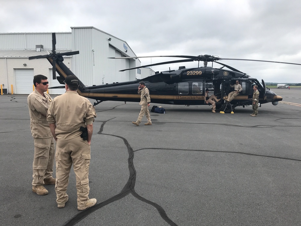 Air and Marine Operations (AMO) Black Hawk crew departs Manassas, VA