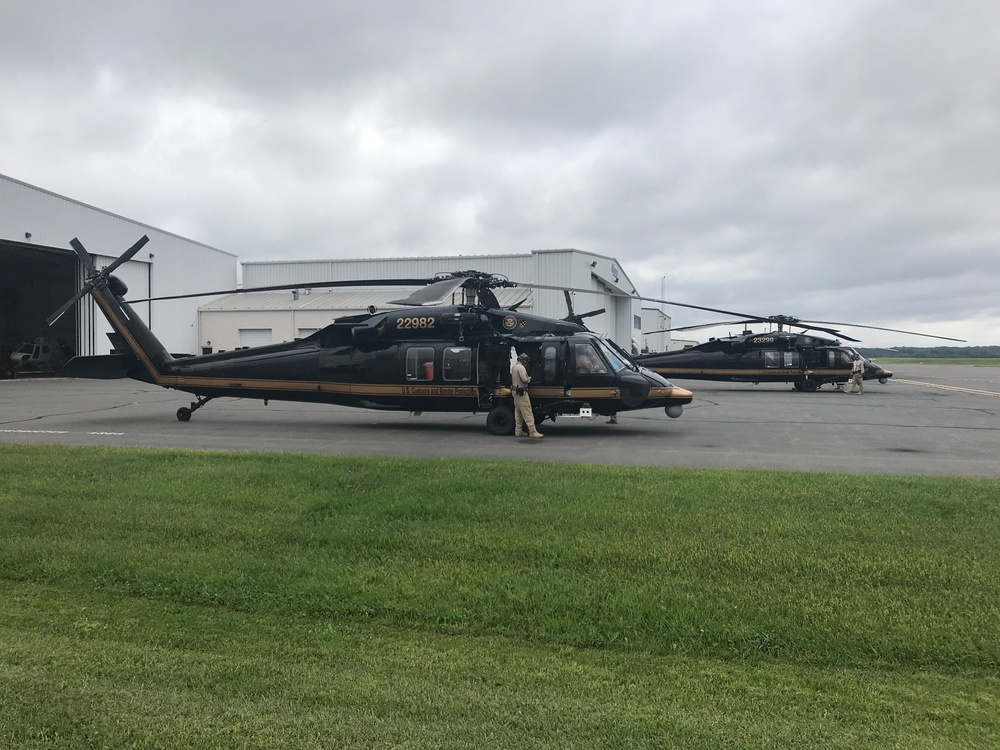 Air and Marine Operations (AMO) Black Hawk crew departs Manassas, VA