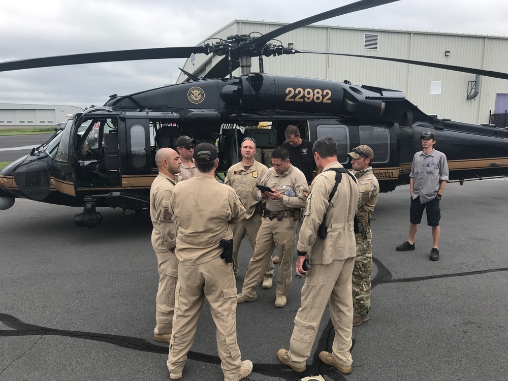 Air and Marine Operations (AMO) Black Hawk crew departs Manassas, VA