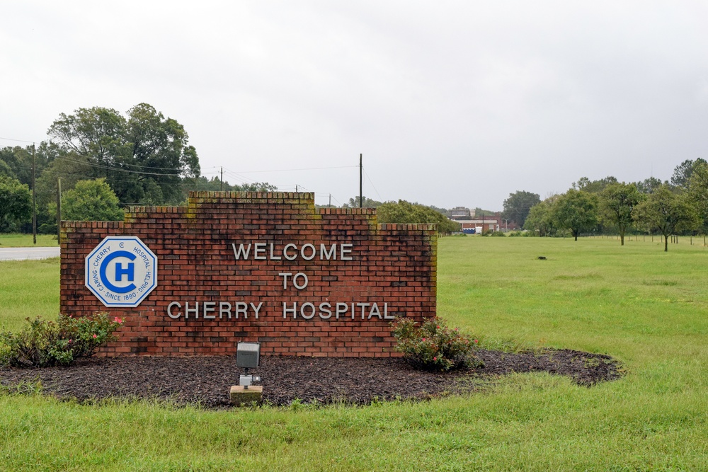 Corps contractors install temporary power to a section of Cherry Hospital in Goldsboro, NC