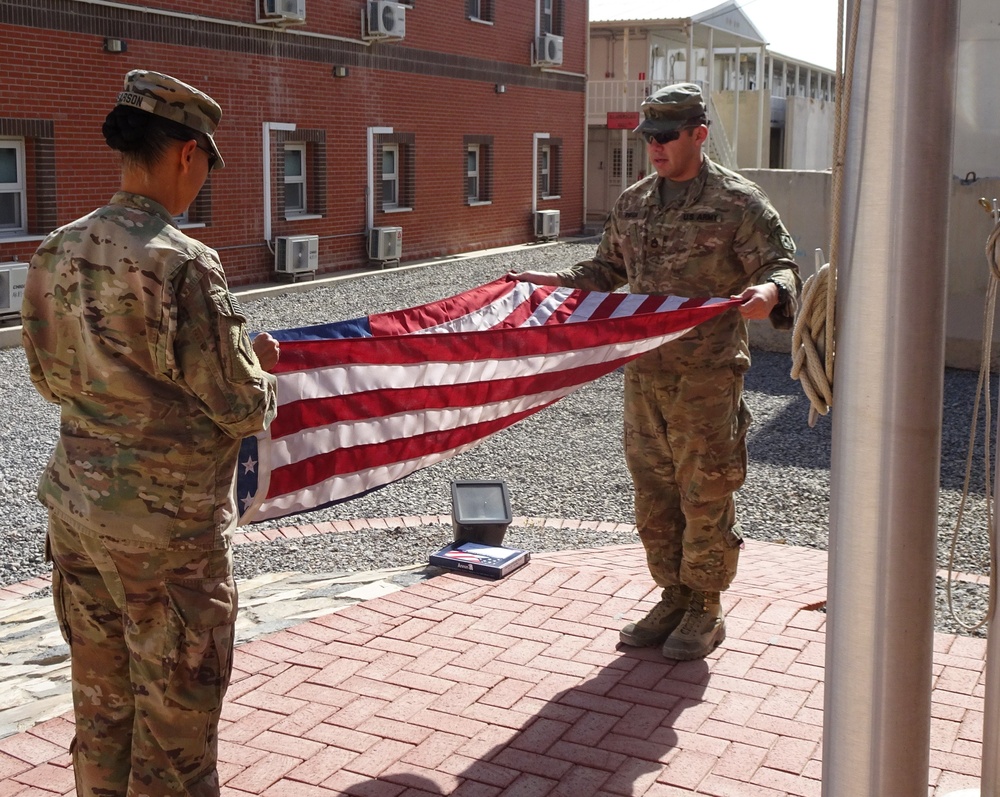 U. S. flags raised and lowered on Patriot Day 9/11 in Afghanistan