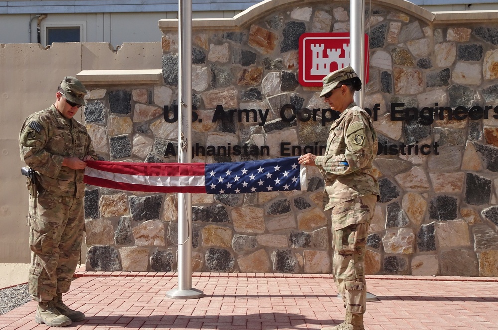 U. S. flags raised and lowered on Patriot Day 9/11 in Afghanistan