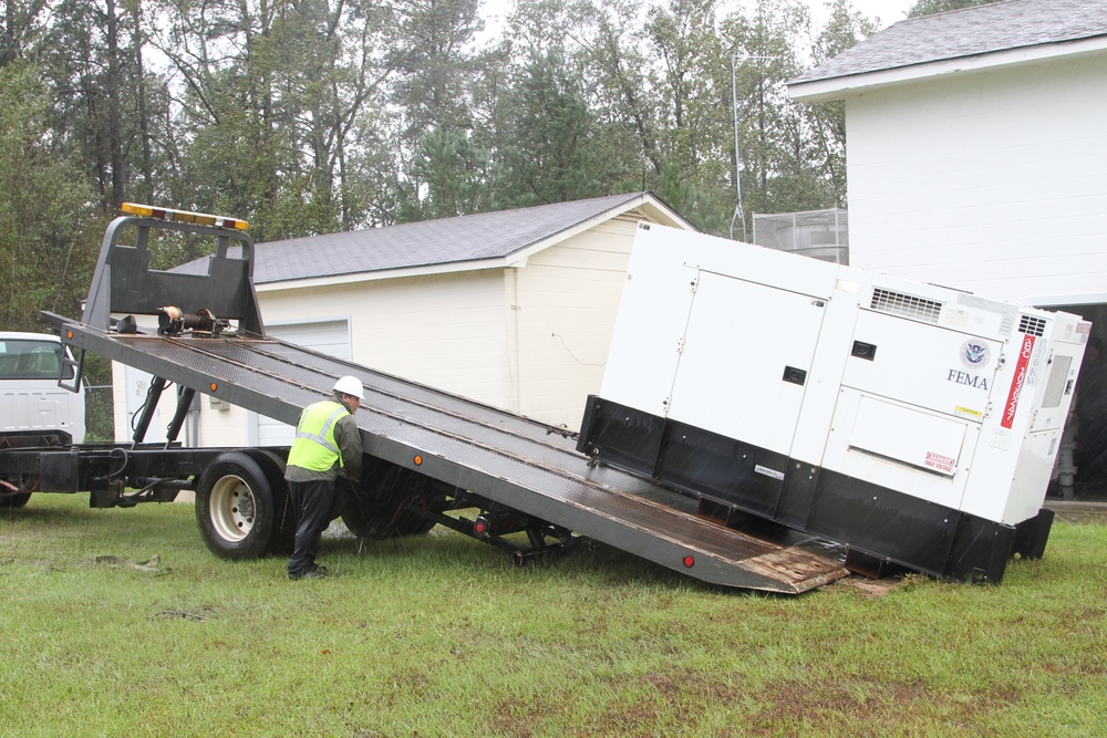 Corps contractors install temporary power to Hoke County, NC water treatment facility.