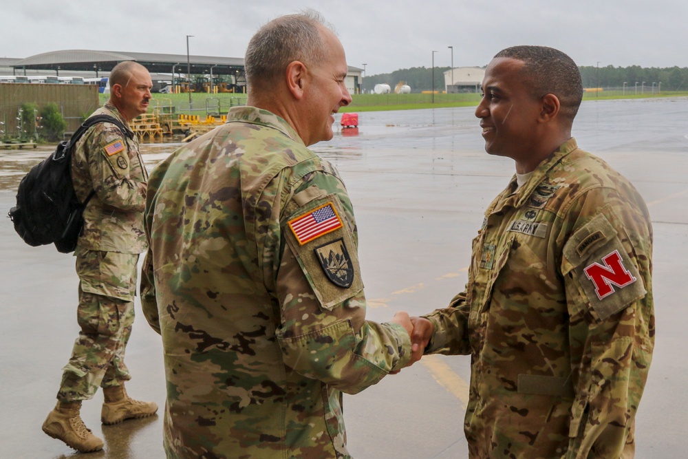 Kadavy visits with Nebraska troops during Hurricane Florence relief