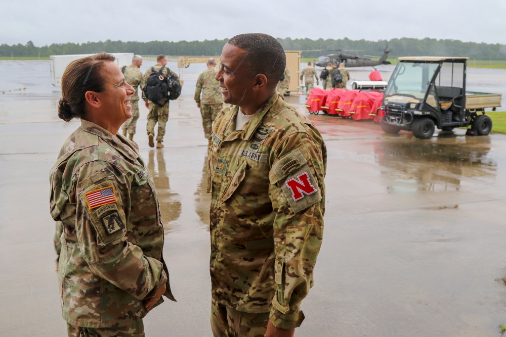 National Guard Command Chief Warrant Officer Meets with Nebraska Hurricane Relief Soldiers