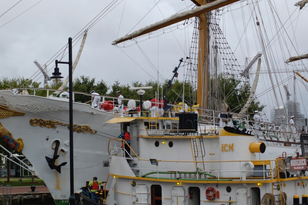 ARC Gloria docks at Downtown Norfolk, Virginia
