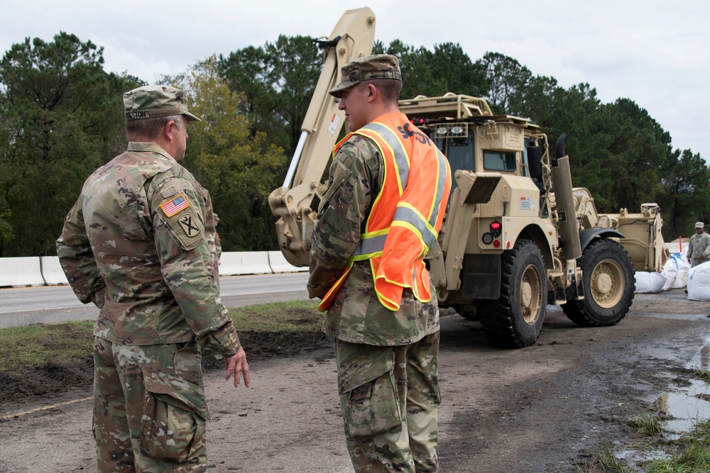 Maj. Gen. Livingston Visits Troops, EMD and 501 Highway Sandbag Mission