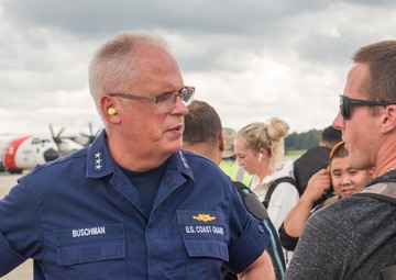 Coast Guard HC-130 Hercules aircrew transports stranded medical personnel to work at an operational hospital in Wilmington