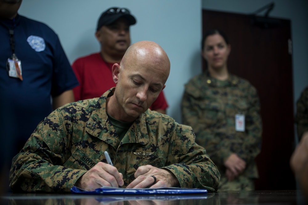 Marines with the 31st MEU assess the damage of Typhoon Mangkhut