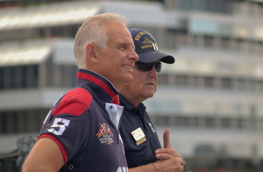 Royal Navy Officers tour USS Wisconsin (BB-64)