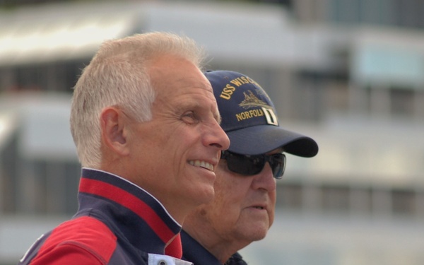 Royal Navy Officers tour USS Wisconsin (BB-64)
