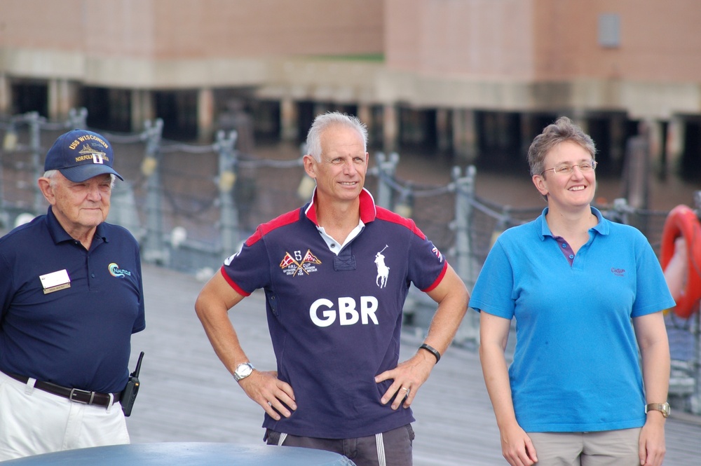 Royal Navy Officers visit USS Wisconsin (BB-64)