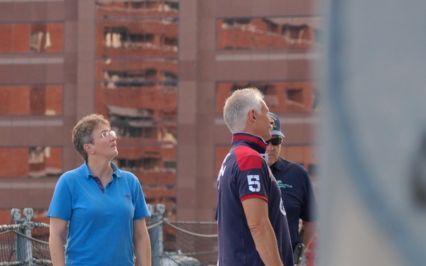 Royal Navy Officers visit USS Wisconsin (BB-64)