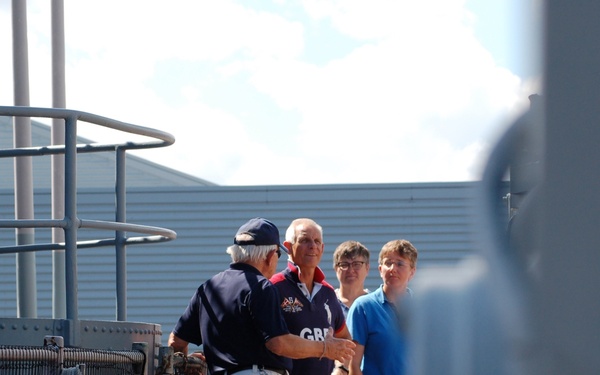 Royal Navy Officers visit USS Wisconsin (BB-64)