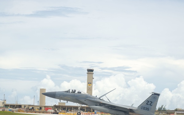 F-15 Eagles Arrive at Andersen Air Force Base in Preparation for Exercise Valiant Shield