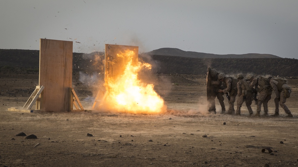 Marines build and detonate explosives for door breaching