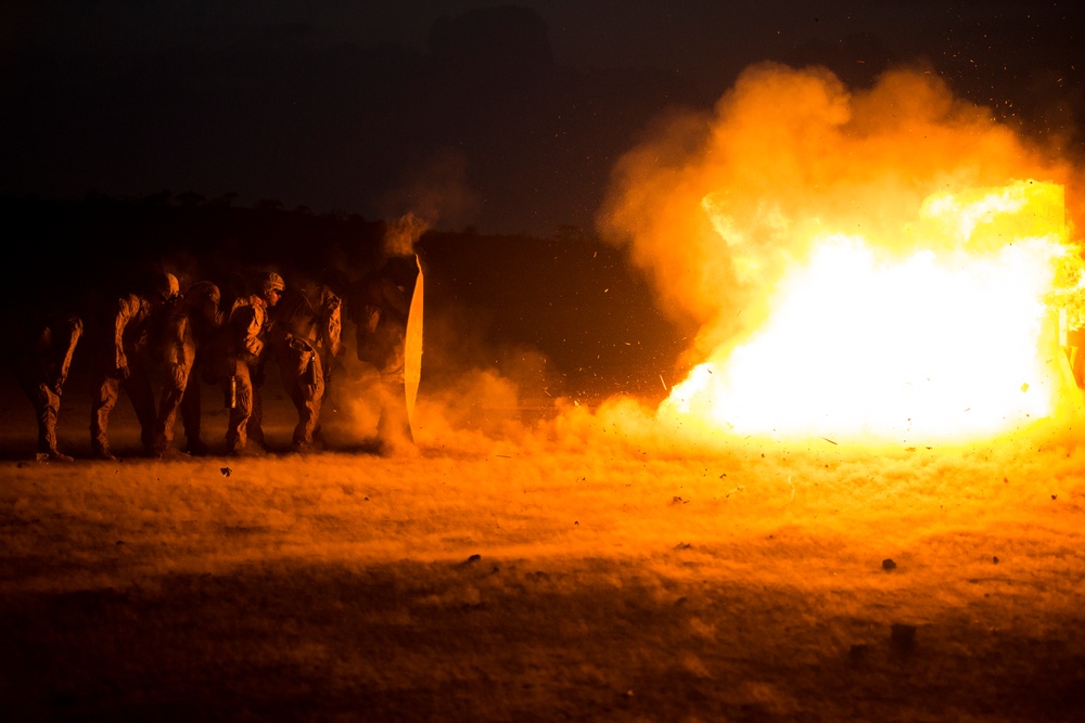 Marines build and detonate explosives for door breaching