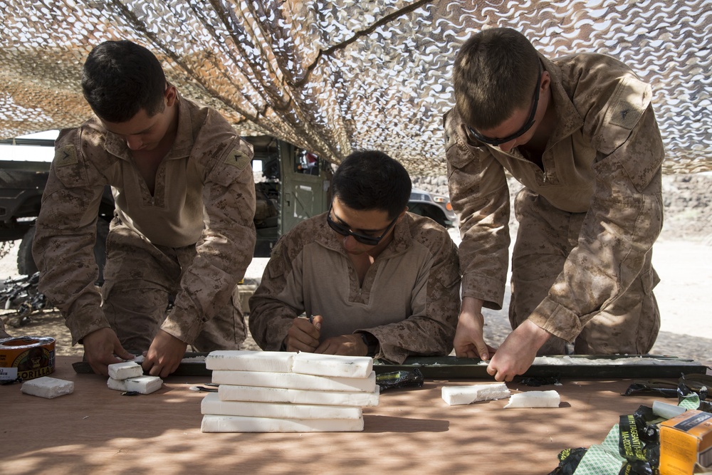 Marines build and detonate explosives for door breaching