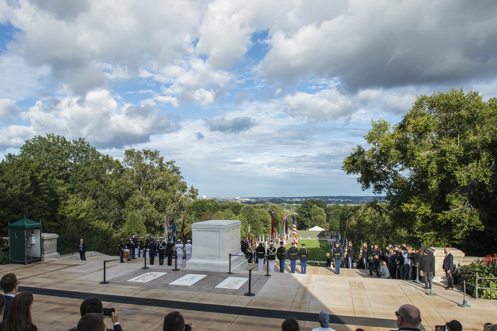 Polish President Andrzej Duda Participates in an Armed Forces Full Honors Wreath-Laying Ceremony at the Tomb of the Unknown Soldier