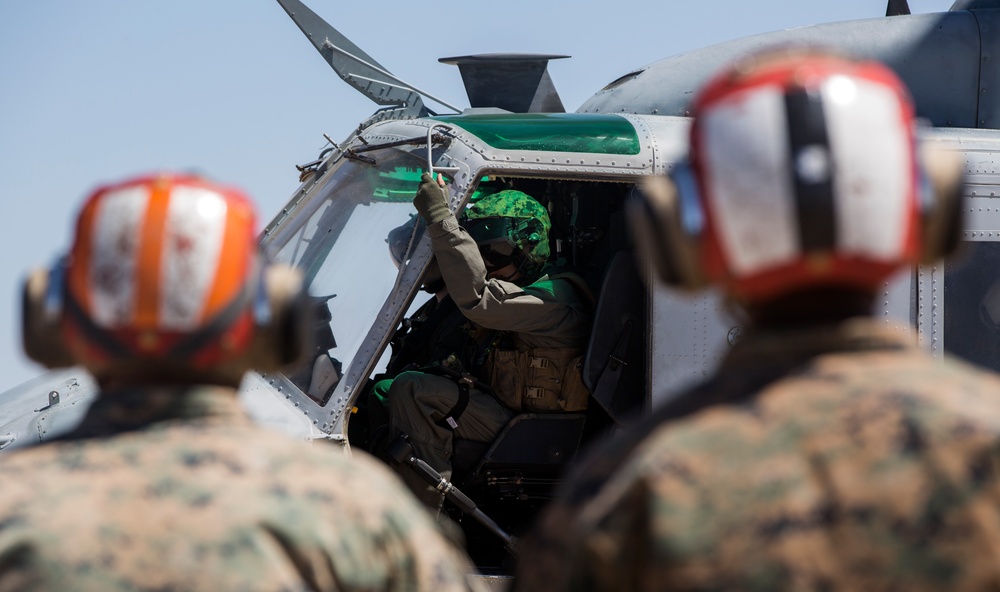 U.S. Marines Conduct Ordnance Loading &amp; Refueling Drills with UH-1Y Venom Helicopters