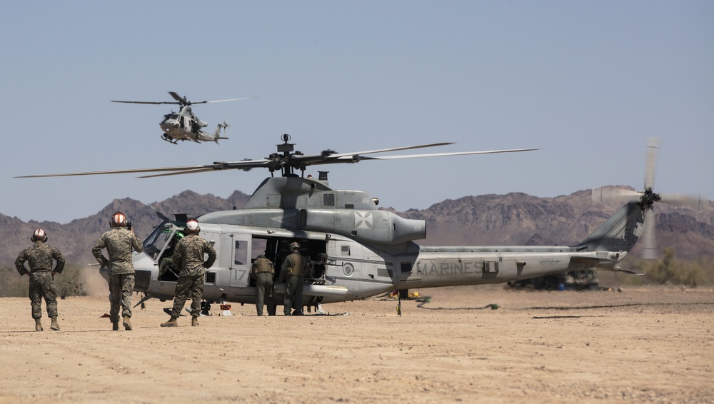 U.S. Marines Conduct Ordnance Loading &amp; Refueling Drills with UH-1Y Venom Helicopters