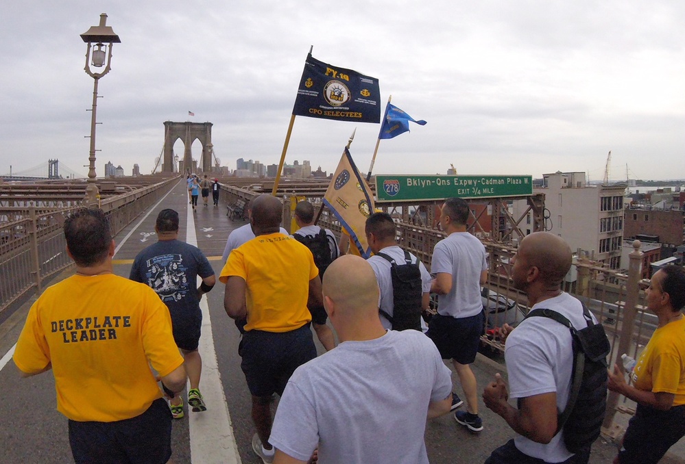 Chief Petty Officers Run Streets of NYC During Heritage Run