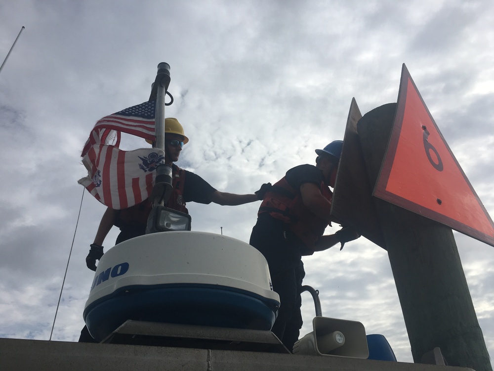 Coast Guard crews work to reconstitute the Inter-Coastal Waterways in North Carolina after Hurricane Florence