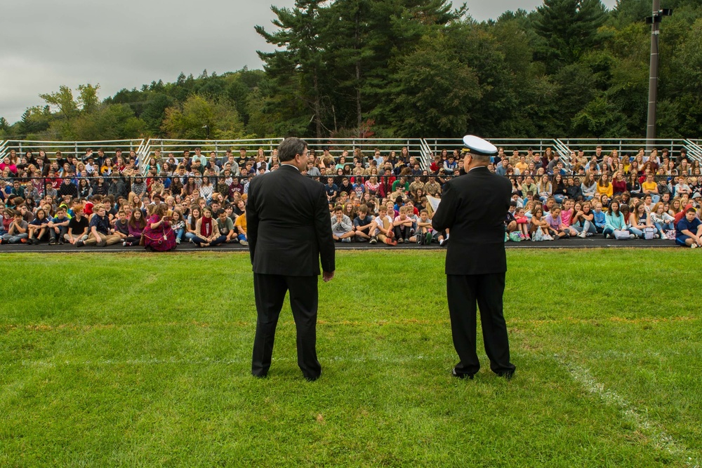 DON Assistant for Administration visits Alma Mater Quabbin  Regional High School During Springfield Navy Week