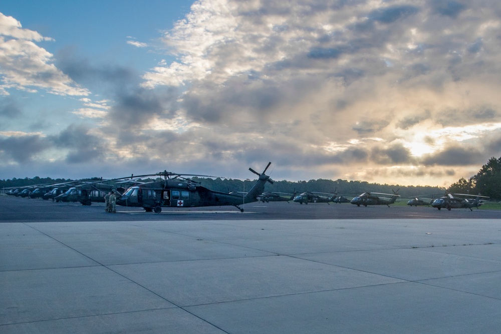 Army helicopters stand ready for Hurricane Florence relief support