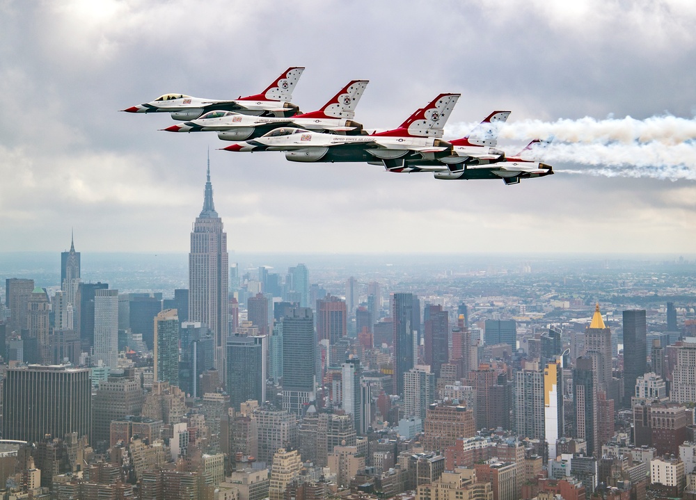 Thunderbirds fly over New York City