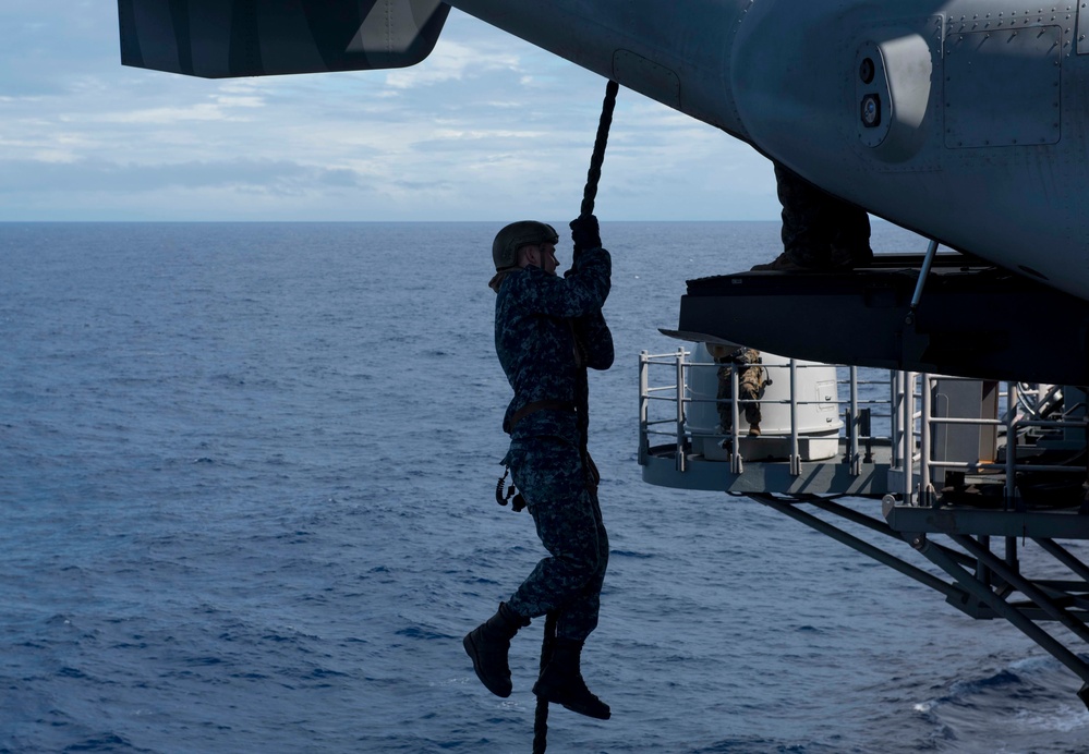 USS Wasp Fast Rope Training