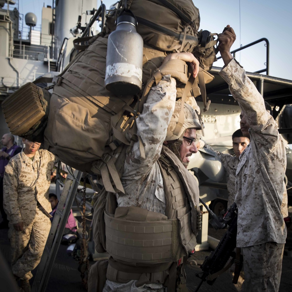 Departing the USS Rushmore