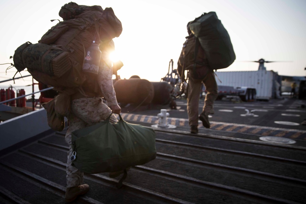 Departing the USS Rushmore