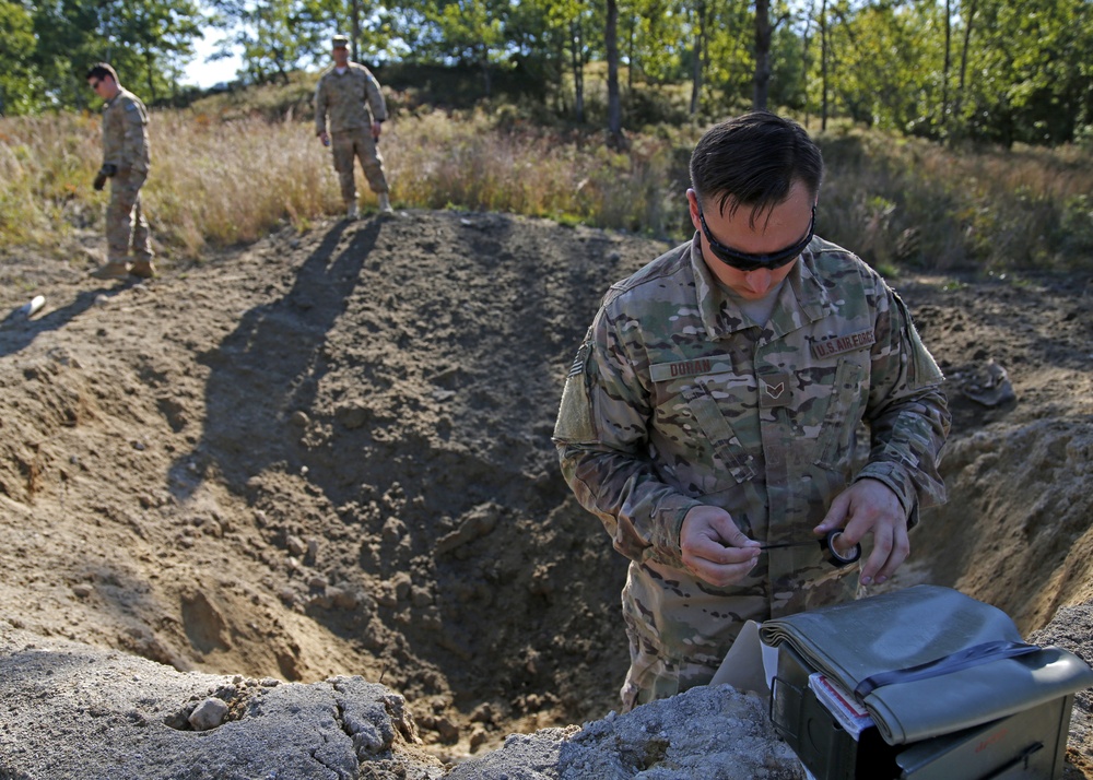 104th Civil Engineering Squadron Explosive Ordnance Disposal Airmen support 143rd Airlift Wing