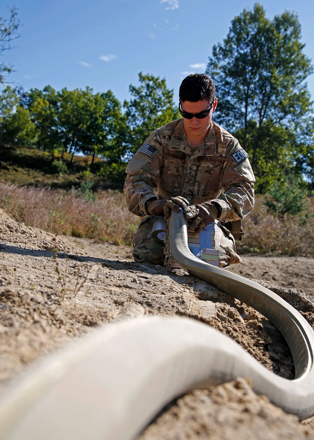 104th Civil Engineering Squadron Explosive Ordnance Disposal Airmen support 143rd Airlift Wing