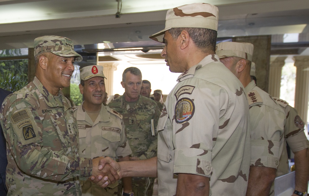 Lt. Gen. Michael X. Garrett, U.S. Army Central commander, visits with Egyptian and American forces in Egypt