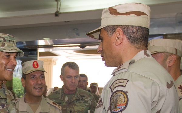 Lt. Gen. Michael X. Garrett, U.S. Army Central commander, visits with Egyptian and American forces in Egypt