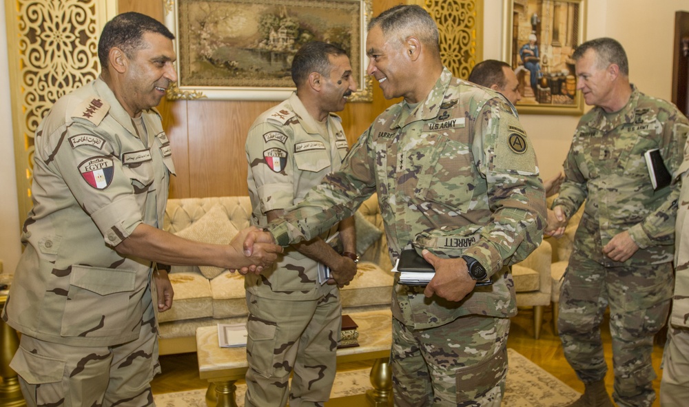 Lt. Gen. Michael X. Garrett, U.S. Army Central commander, visits with U.S. and Egyptian military in Egypt