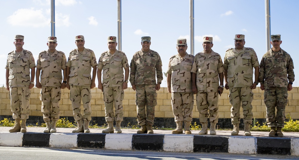 U.S. Army Lt. Gen. Michael X. Garrett visits with members of U.S. and  Egyptian military at Exercise Bright Star 18