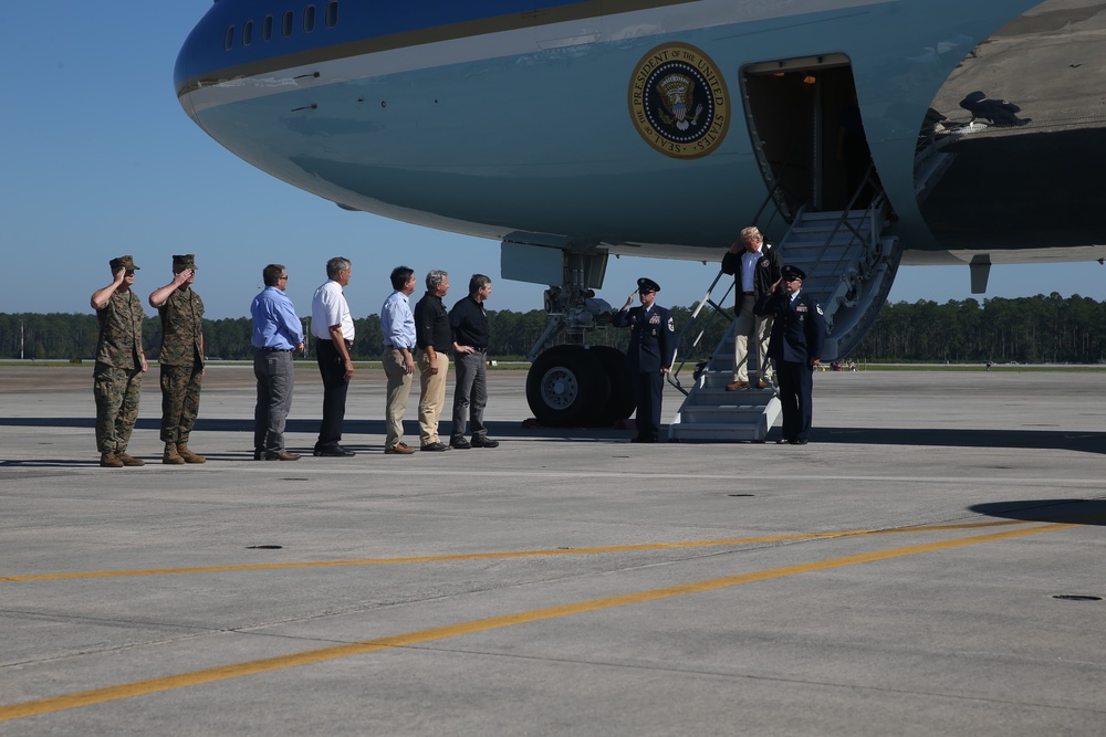 President meets leaders of storm-ravaged North Carolina at MCAS Cherry Point
