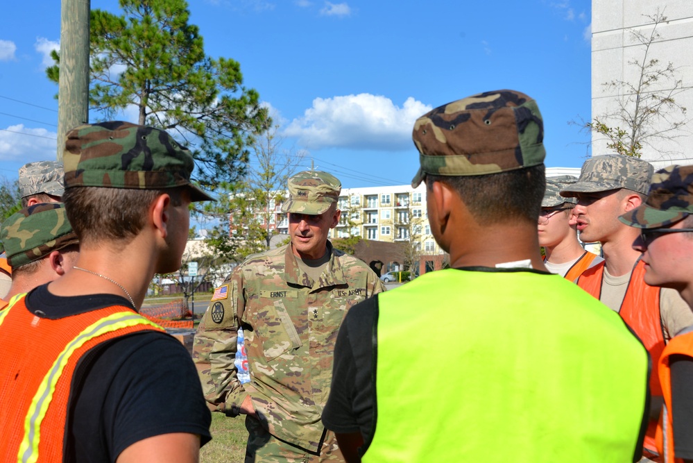 Senior leaders visit personnel on duty in the aftermath of Hurricane Florence