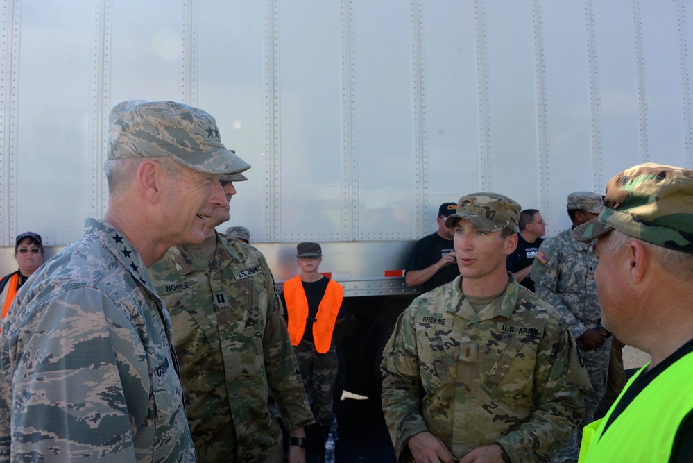 Senior leaders visit personnel on duty in the aftermath of Hurricane Florence