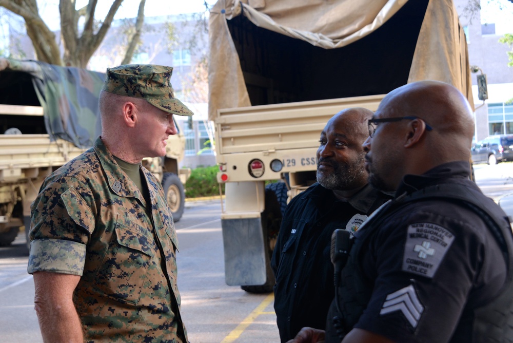 Senior leaders visit personnel on duty in the aftermath of Hurricane Florence