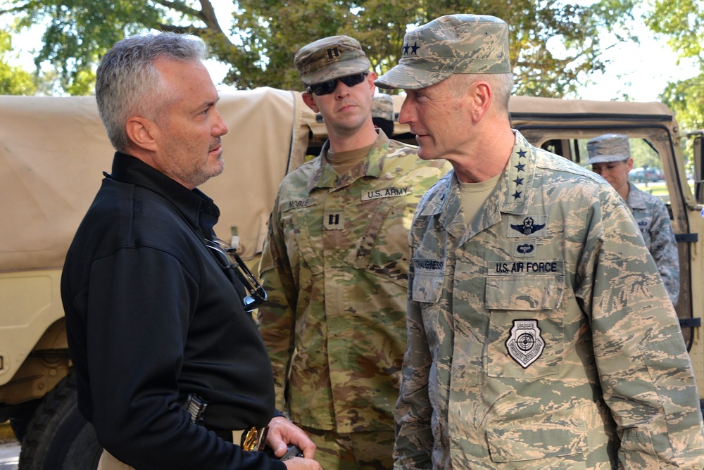 Senior leaders visit personnel on duty in the aftermath of Hurricane Florence