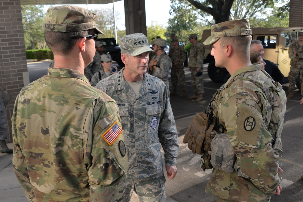 Senior leaders visit personnel on duty in the aftermath of Hurricane Florence