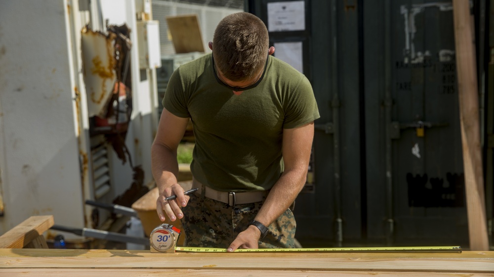 3rd Marine Regiment Combat Engineers make wooden crates