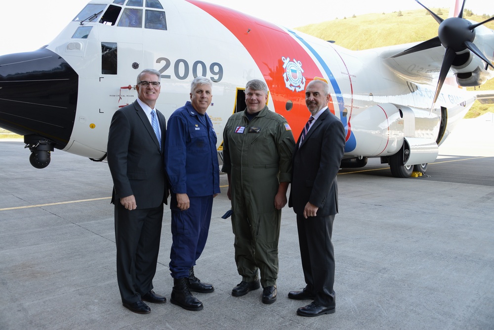 Air Station Kodiak, Office of Aviation Forces, Lockheed Martin representatives officially welcome HC-130J Super Hercules aircraft to Kodiak, Alaska