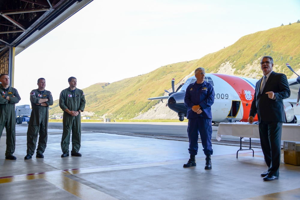 Air Station Kodiak, Office of Aviation Forces, Lockheed Martin representatives officially welcome HC-130J Super Hercules aircraft to Kodiak, Alaska