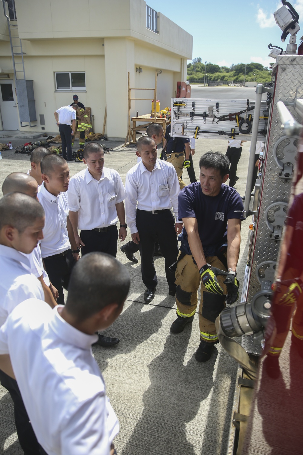 MCIPAC hosts firefighting demonstration for Fukuoka Prefecture Fire Academy cadets